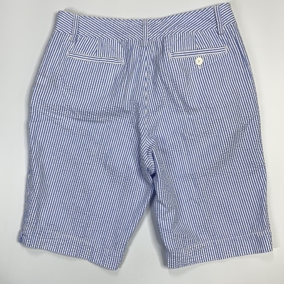 Chaps Blue & White Striped Seersucker Bermuda Shorts Size 8P - Picture 2 of 10